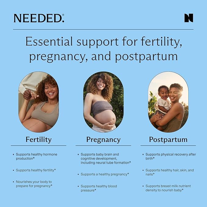 Needed. Multivitamin for Prenatal | Prenatal Multi Essentials Capsule - Pregnancy, Breastfeeding, Postpartum | Expertly-Formulated & Third-Party Tested, | 30-Day Supply