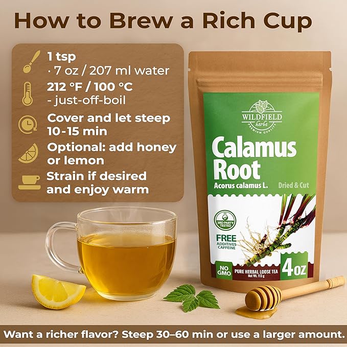 4 oz. Calamus Root Herbal Tea (Acorus Calamus) - 113g Calamus Herb Root Tea Raiz De Calamo