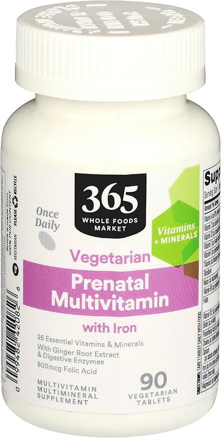 365 by Whole Foods Market, Prenatal Multivitamin with Iron, Vegetarian, 90 Count