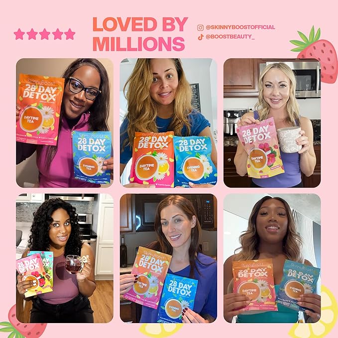 Skinny Boost Detox Tea Kit Slimming Tea for Weight, Metabolism, Energy, Bloating & Colon Cleanse – Green Tea, Herbal, Vegan, Keto, Non-GMO, Sugar-Free-2 PACK –1 Daytime Hibiscus (28 Bags) + 1 Evening Apple -(14 Bags)