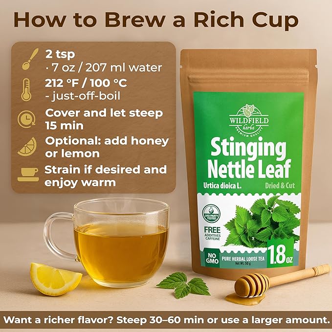 1.8 oz. Dried Nettle Leaf Tea Ortiga Planta Stinging Nettle Leaf Herb (Urtica Dioica) - 50g Herbal Tea Ortiga Verde Te