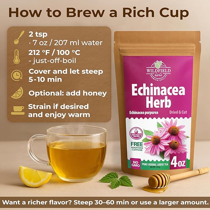 4 oz. Dried Echinacea Herb Herbal Tea (Echinacea purpure) - 113g Equinácea Herb Tea