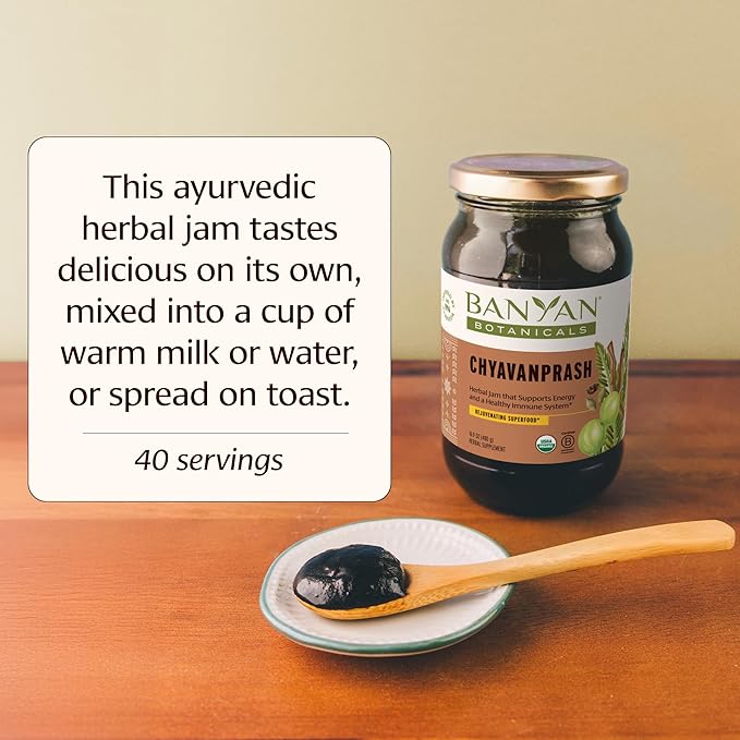 Banyan Botanicals Chyavanprash – Organic Ayurvedic Herbal Jam with Raw Honey, Amla & Ashwagandha – Vitalizing Superfood Immune Support Supplement* – 16.9 oz – Non GMO Sustainably Sourced Gluten Free