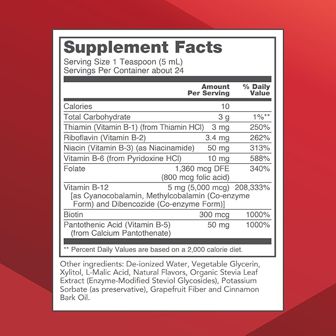PROTOCOL FOR LIFE BALANCE Liquid B-12 5,000mcg - Nervous System Support - with B Vitamins - Dairy Free & Vegan Vitamin B Liquid - 4 fl oz