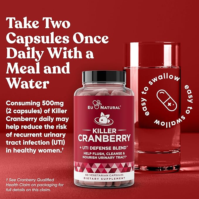 9-In-1 Killer Cranberry Pills for Women – UTI Defense Blend with Clinically Studied Ingredients – 9 Extract Urinary Tract Supplement – Pine Bark, Propolis, Vitamin D & More – 60 Fast-Acting Capsules