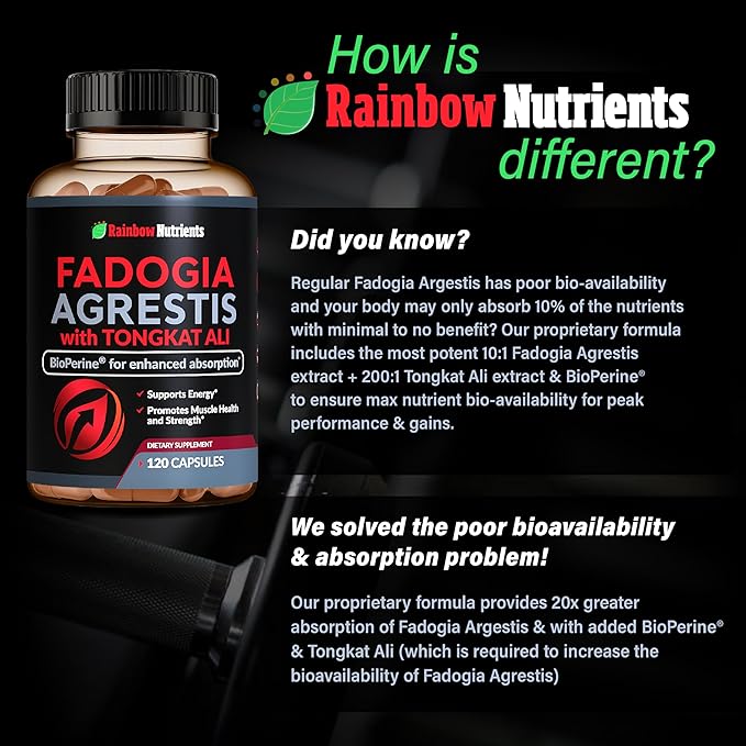 115,000mg Fadogia Agrestis with Tongkat Ali + BioPerine® [Max Absorption] - Supports Stamina, Strength, Focus, Muscle Health & Recovery, Drive & Performance - Non-GMO & Made in USA - 120 V Capsules