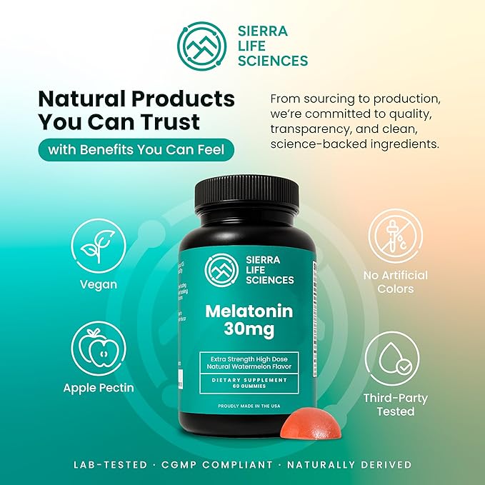 30mg Melatonin Gummy | High Dose Sleep Support for Adults | Advanced One-A-Day Formulation Made with Apple-Derived Gummies | Vegan, Non-GMO (30 Count)