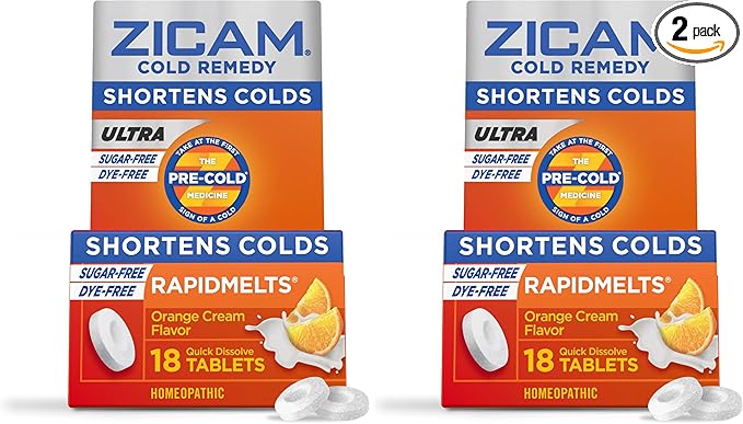 Zicam Cold Remedy Zinc Rapidmelts | Orange Cream Flavor | Shortens Cold Duration | Sugar-Free | Homeopathic