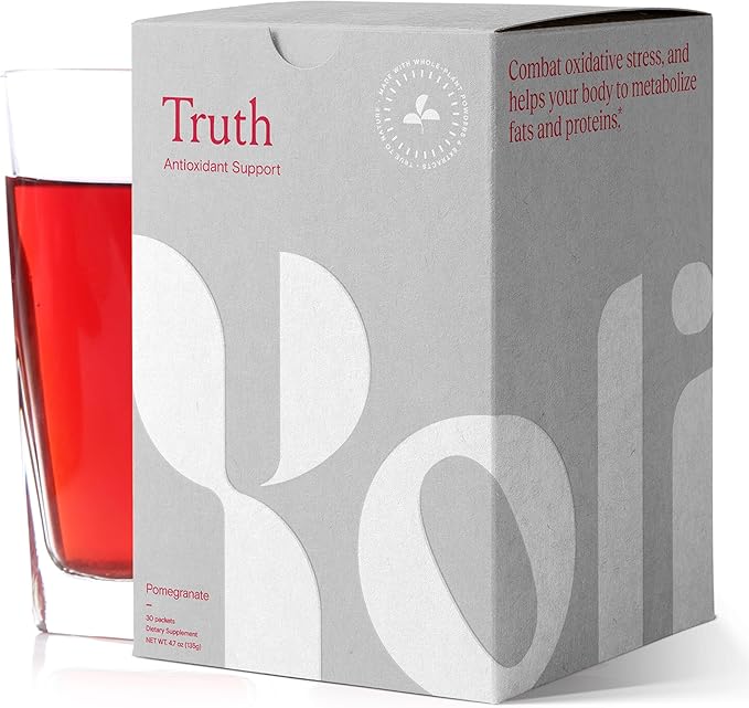Yoli® Truth Antioxidant and Immune Support Supplement with Vitamin C, Botanicals, Superfruits, and Minerals - Pomegranate, 30 Packets