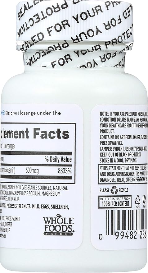 365 by Whole Foods Market, Vitamin B12 500mcg Lozenges, Cherry Flavor, 50 ct