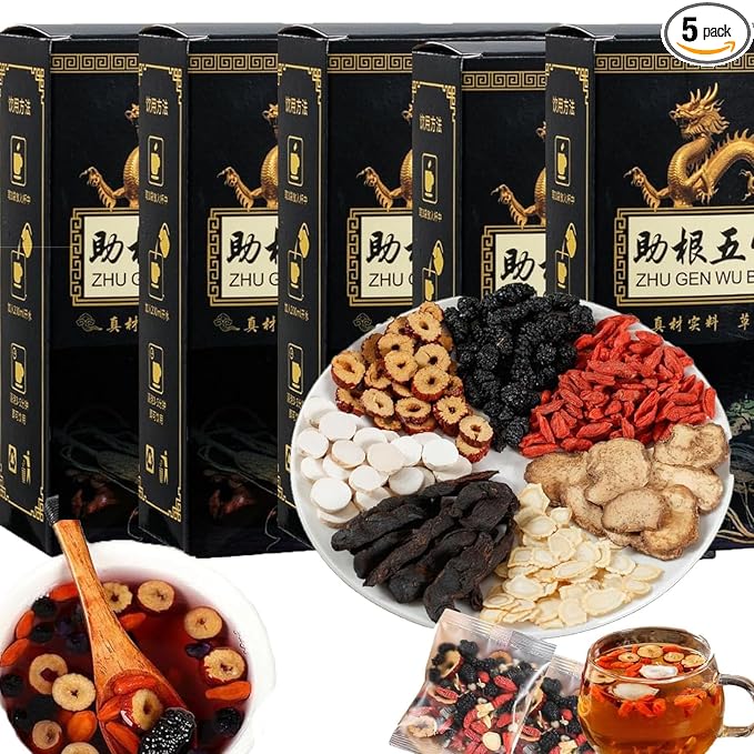 Kidney Tea Formula Ginseng Six/Five Treasure Tea, Te Renal Chino, Te De RiñOnes Sadulable, Organic Cleanse Eight Treasure Healthy Kidney Cleansing for Men Women(50bag/5boxes)