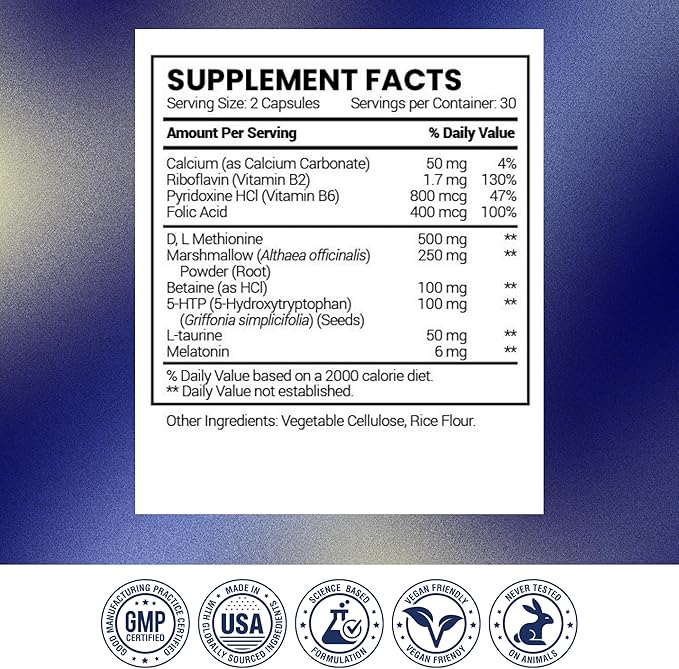 Research Verified Acid Reflux Relief - Soothe GI Problems - Melatonin, 5-HTP, Marshmallow Root - 360 Capsules - Vegan