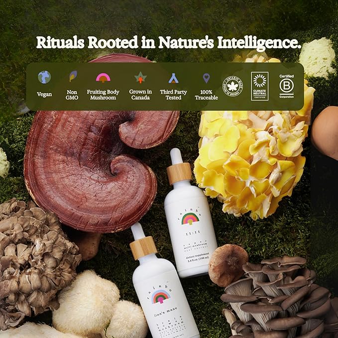 11:11 Multi Mushroom Tincture - 11-in-1 Dual Extract Mushroom Blend - Comprehensive Immune Support, Brain Support, Liquid Lion's Mane & Turkey Tail, Vegan, Non GMO, 3.4 fl oz