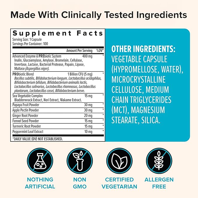 Zenwise Health Digestive Enzymes for Gut Health & Bloating Relief - Multi Enzymes Digestion Supplement with Probiotics, Bromelain & Papaya for Digestive Health Support - Men & Women - 100 Count