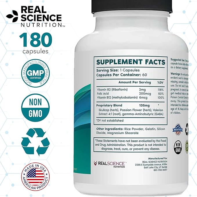 Tremanol Natural Aid Herbal Supplement – Includes Vitamin B2 & B12, Passionflower & Skullcap – 60 Caps (Pack of 3) – Made in USA