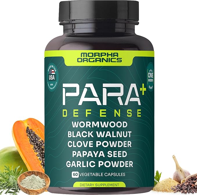 Para Defense Digestive Cleanse & Detox | Wormwood 250mg, Black Walnut 250mg, Clove 100mg, Papaya Seed, Garlic | Natural Digestive & Gut Health Supplement | 60 Capsules – 1 Month Supply