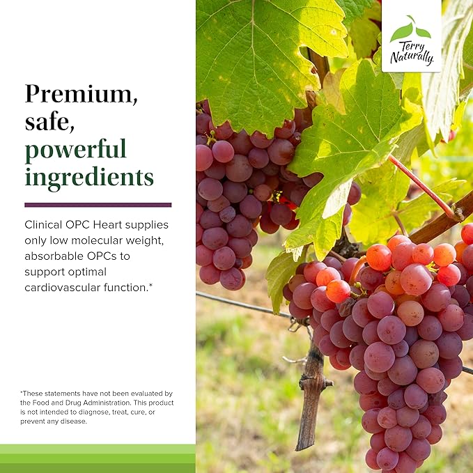 Terry Naturally Clinical OPC Heart - Heart Health Supplement with Magnesium, Vitamin B6, Grape Seed Extract - Dietary Supplement for Artery Health & Circulation - 60 Capsules