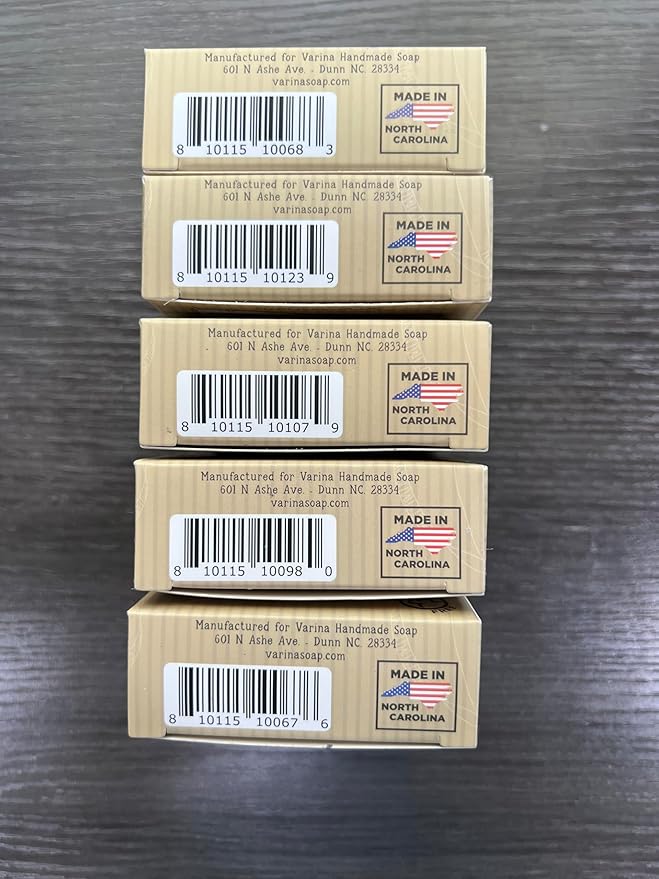 Varina Organic Charcoal Variety Bar Soap - Gentle Cleansing for Sensitive Skin, Herbal and Mint - 5 Pack