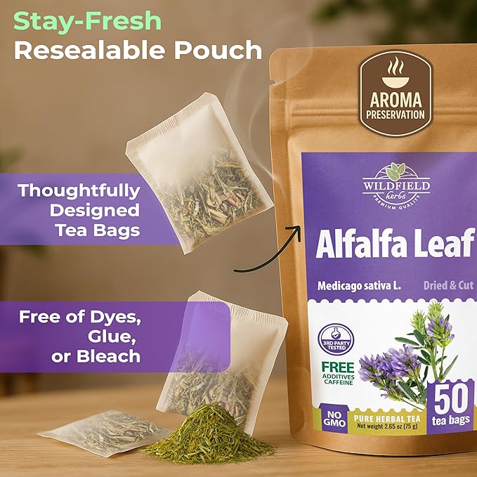 50 Bags Alfalfa Leaf Alfalfa Herb Tea (Medicago Sativa) - 24 Count 2g Tea Bags