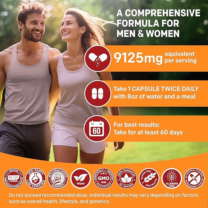 19-in-1 Extra Strength Peruvian Maca Root Capsules - 9125 mg Ashwagandha Supplements with Fenugreek and Ginseng for Mood, Hormone and Performance Support (120 ct)