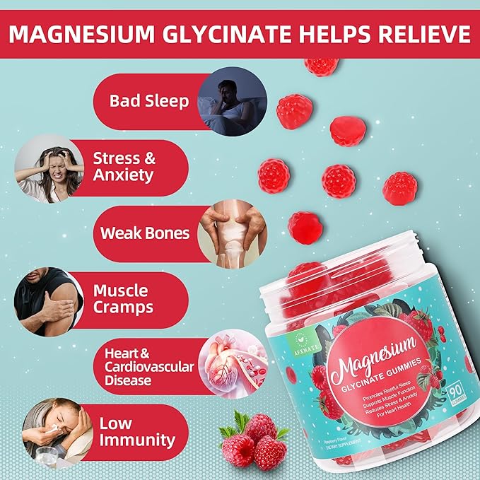 90 Count Magnesium Glycinate Gummies 400 mg - Sugar Free Magnesium Supplement for Adults with Glycinate & Malate, L-Theanine, Ashwagandha, Zinc, Vitamin B6 & D3, Supports Relaxation & Sleep