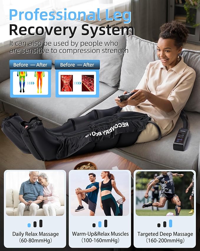 YINGGG Air Leg Massager with Compression: Professional Full Compression Boots with Adjustable 9 Intensities, Leg Massager for Circulation and Fatigue Relief for Post-Workout(Medium)