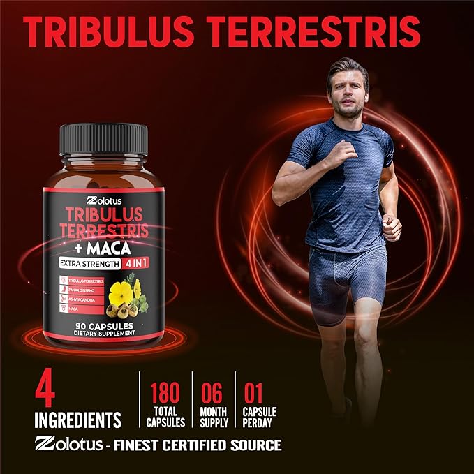 Zolotus 2 Packs Tribulus Terrestris with Maca Root Ashwagndha Root, Panax Ginseng - 6 Months Supply