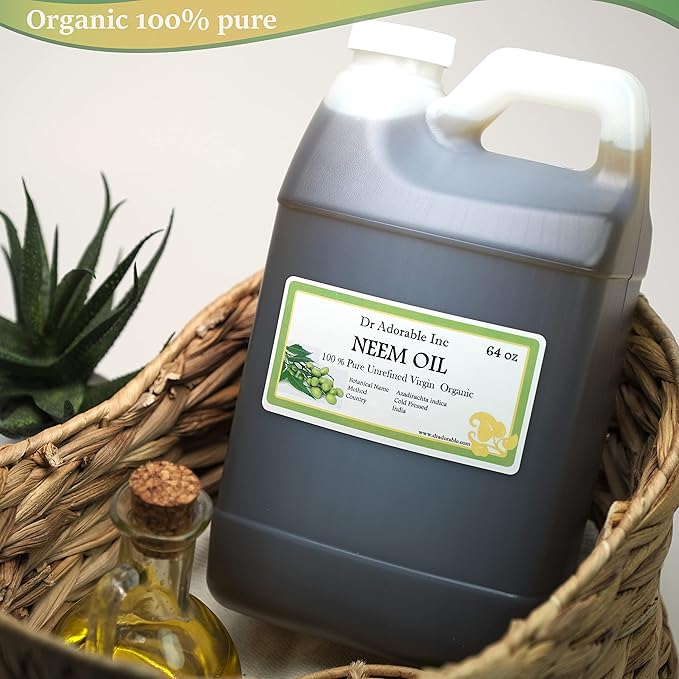 Dr Adorable - 64 oz - Neem Oil - Unrefined 100% Pure Natural Organic Cold Pressed