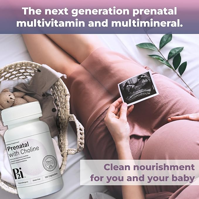Kirkman P2i Prenatal Vitamins for Women, Multivitamin with Choline, 120 Capsules, Vital Daily Nutritional Support for Healthy Mother & Baby, OBGYN Formulated & Endorsed, Hypoallergenic & Gluten-Free