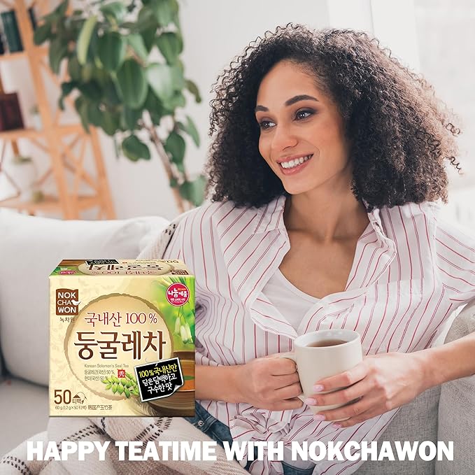 [Nokchawon] solomon seal tea & Brown Rice Tea | Toasted Korean Herbal Tea Blend | Nutty & Savory Flavor, korean food, Caffeine-Free, 50 Bags, 2.1oz(60g)
