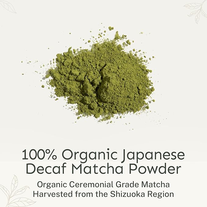 Yu Tea Organic Decaf Matcha Powder Ceremonial Grade, 30 Instant Packets | Rich in Antioxidants & L-Theanine, Low Caffeine | Unsweetened Grade A Japanese Green Tea Powder | Single Serve Sticks