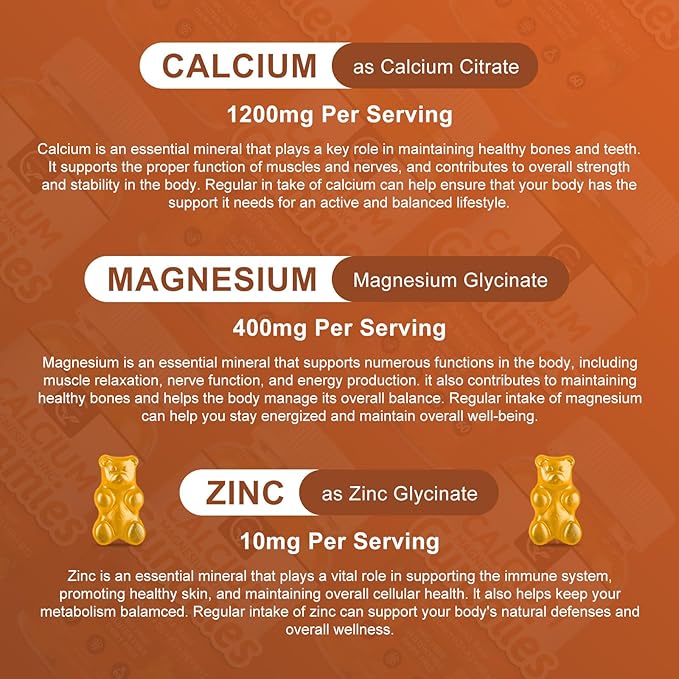 1200mg Calcium Gummies with Vitamin D3,K2,B12 & B6 - Plant Complex Calcium Magnesium Supplement with Glycinate,Potassium,Sea Moss,Ashwagandha Root for Bone & Teeth Strength, Muscle & Immune-2 Pack