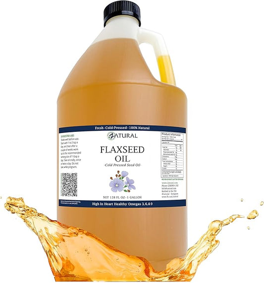 Zatural Flaxseed Oil Organically Grown 100% Pure Flax Seeds Cold Pressed Vegan Omega Fatty Acids 128oz (1 Gallon)