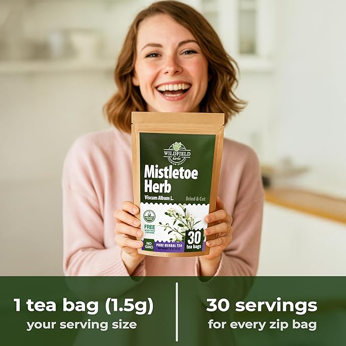 30 Bags Dried Mistletoe Herb Tea (Viscum) - 30 Count 1.5g Tea Bags Mistletoe Herb Muerdago