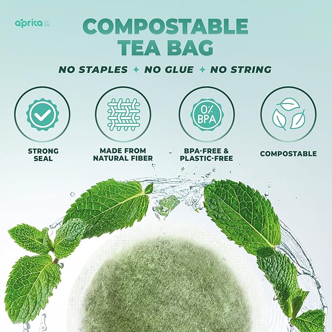100% Pure Peppermint Tea - Only Mint Leaves without Stems, Peppermint Tea Bags, Caffeine-Free Tea Bags, 60 count, by Aprika Life