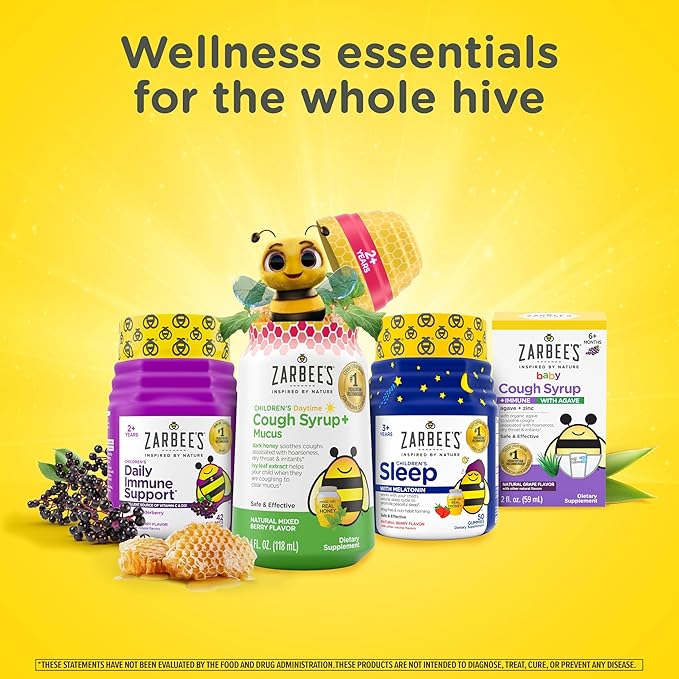 Zarbee's Kids Melatonin Gummies with 1mg Melatonin, Kids Sleep Gummy Works with Natural Sleep Cycles to Promote Peaceful Sleep, Drug-Free, Non-Habit-Forming, Natural Strawberry, 60 ct