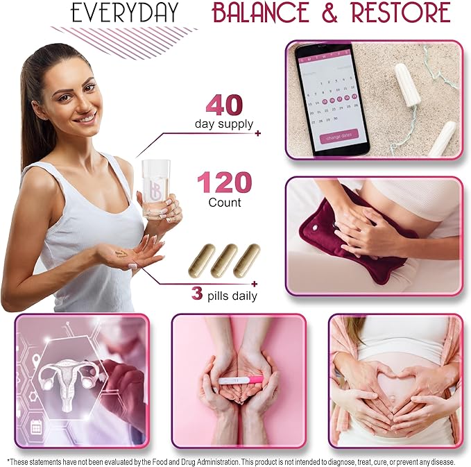 6in1 Premium 40:1 Myo-Inositol & D-Chiro Inositol Supplement for Women with Folate, Berberine HCl 97%, Vitamin D3 & K2 - Hormonal Balance & Ovarian Health Support- 120 Vegan Capsules