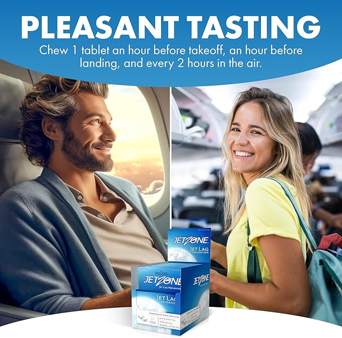 Jet Lag Remedy Pack of 2 - Business & Vacation Homeopathic Travel Aid – Trusted Over 18 Yrs - Immune – Circadian Rhythm - Fatigue – Exhaustion – Tired - Insomnia – 48hrs Flying Time - 30 Chewables