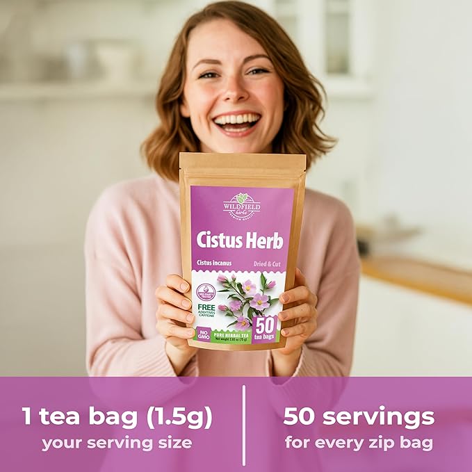 50 Bags Cistus Tea Cistus Incanus Tea Herbal (Cístus L.) - 50 Count 1.5g Herb Bags