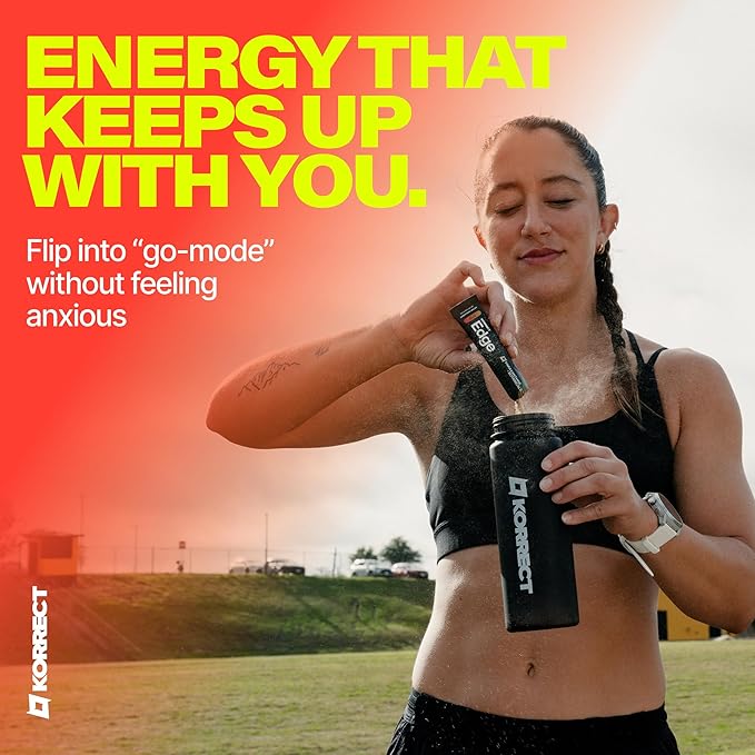 KORRECT Mental Performance Edge Powder (Mango) for Men & Women | Focus & Mental Clarity | Paraxanthine, Jitter-Free Energy | Non-GMO, cGMP Certified | 15 Packets