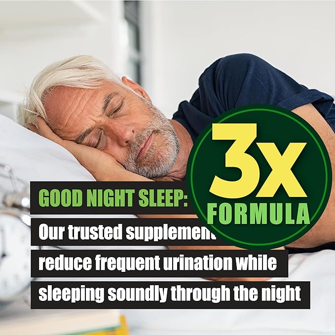 3X Formula Natural Prostate Health Supplements for Men - Saw Palmetto Reduce Nighttime Bathroom Trips + Hair Growth/Hair Loss Prevention, 2-Mons (60 Count (Pack of 1))