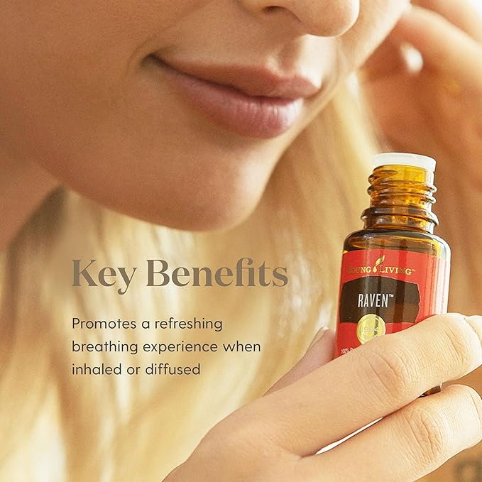 Young Living - Raven Essential Oil Blend 15 ml | Natural Breathing Support with a Cool Minty Aroma | Chest and Throat Relief | Inhalation Therapy | Aromatherapy Diffuser