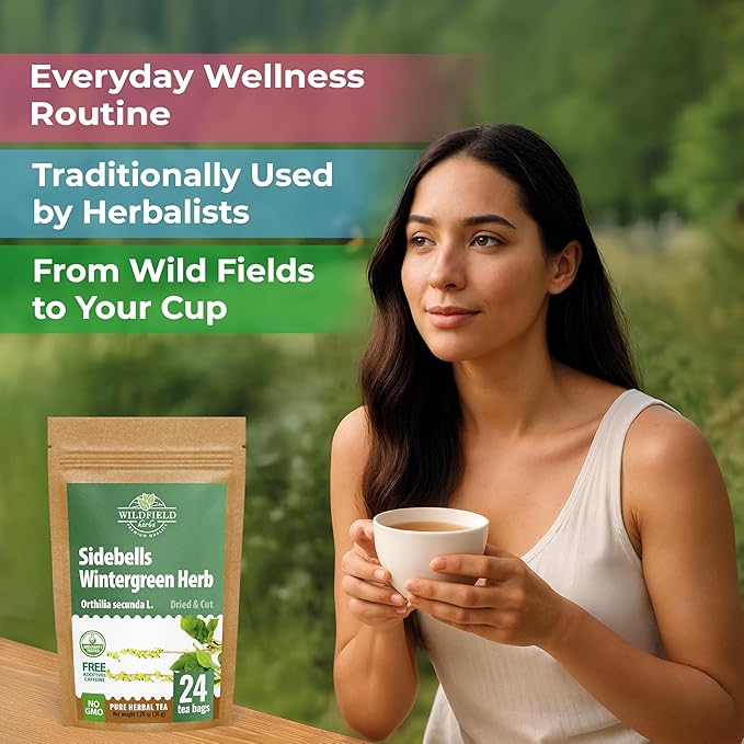 24 Bags Dried Cut Sidebells Wintergreen Herb Tea (Orthilia Secunda) - 24 Count 1.5g Tea Bags One-Sided Wintergreen Orthilia (Peralito)