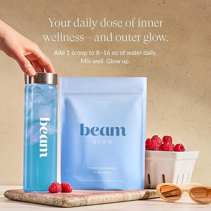 Beam Glow, Hormone Balance for Women, Cortisol Support for Women, Thyroid Support Powder with Selenium, Bromelain and Chasteberry, PMS Relief, Hair Skin & Nails, Health and Wellness Gift, 15 Servings