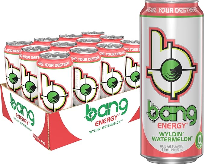 Bang Energy Wyldin' Watermelon, Sugar-Free Energy Drink, 16-Ounce | Pack of 12