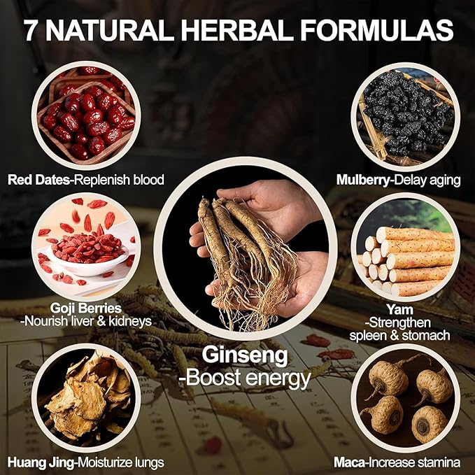 Ginseng Mulberry Herbal Tea, 30 bags Kidney Tea Formula Ginseng Six Treasure Tea, Organic Liver Support & Kidney Cleanse -Healthy Cleansing for Men & Women, Te Para Limpiar Los Riñones (30bag/3boxes)