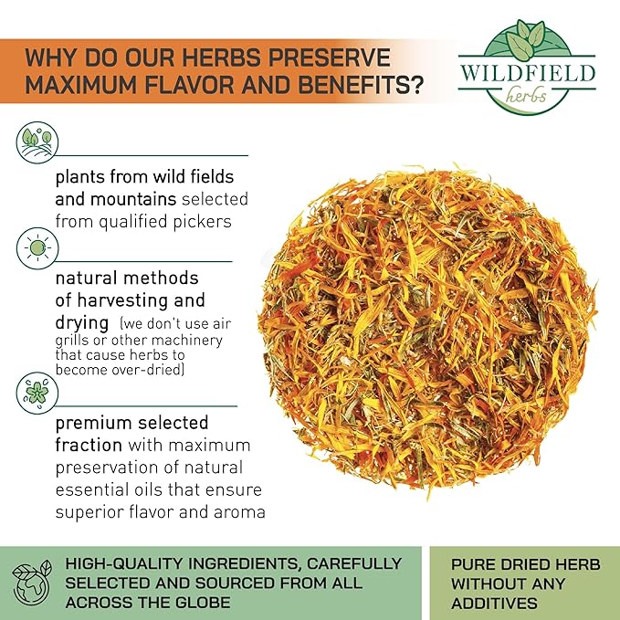 20 Bags Calendula Tea Dried Calendula Flowers Herb Herbal Tea - 20 Count 1.5 g Bags Flower Herb Kalendula