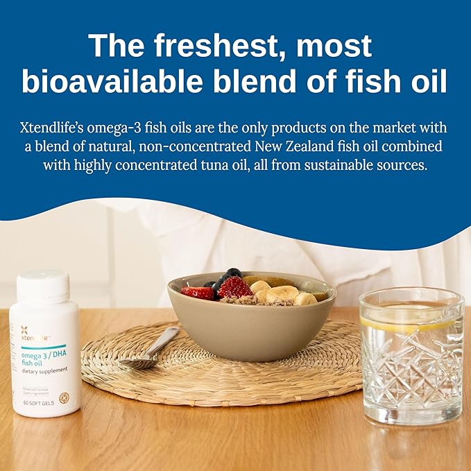 Xtendlife Omega 3 DHA Fish Oil - 1100mg with 700mg DHA and 300mg EPA - Omega 3 6 9 Supplement for Heart and Brain - 1 Month Supply (60 Count)