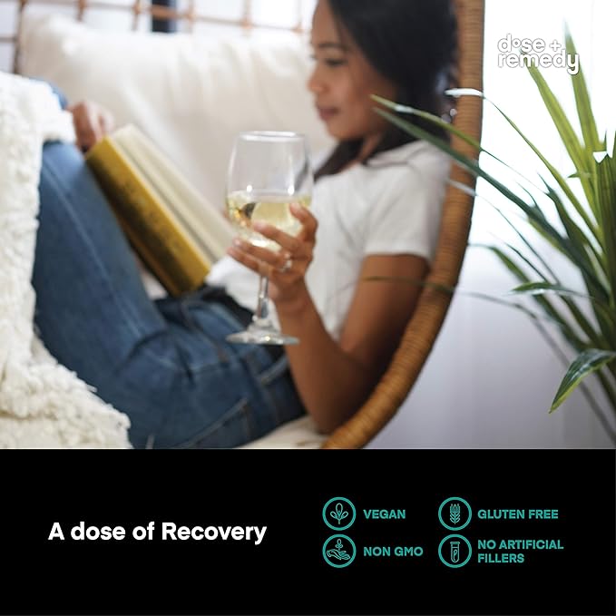 A dose of Recovery|Liver Detox | Made in USA | USDA | Hydration Support for Better Morning Recovery Asian Flush | Dihydromyricetin DHM, Quercetin, Vitamin B, Milk Thistle, Prickly Pear, | (45 Pills)