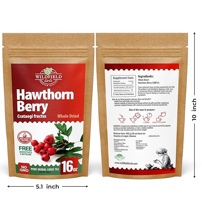 16 oz. Hawthorn Berry Herb Tea Espino blanco (Crataegus L.) - 453g Hawthorn Berry Tea